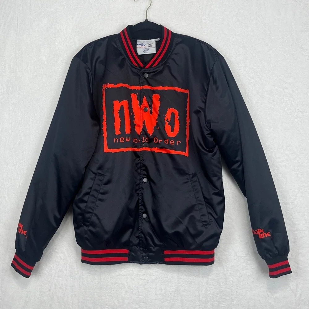 Chalk Line WWE WWF NWO New World Order Satin Bomber Jacket Mens M Black Red 2017